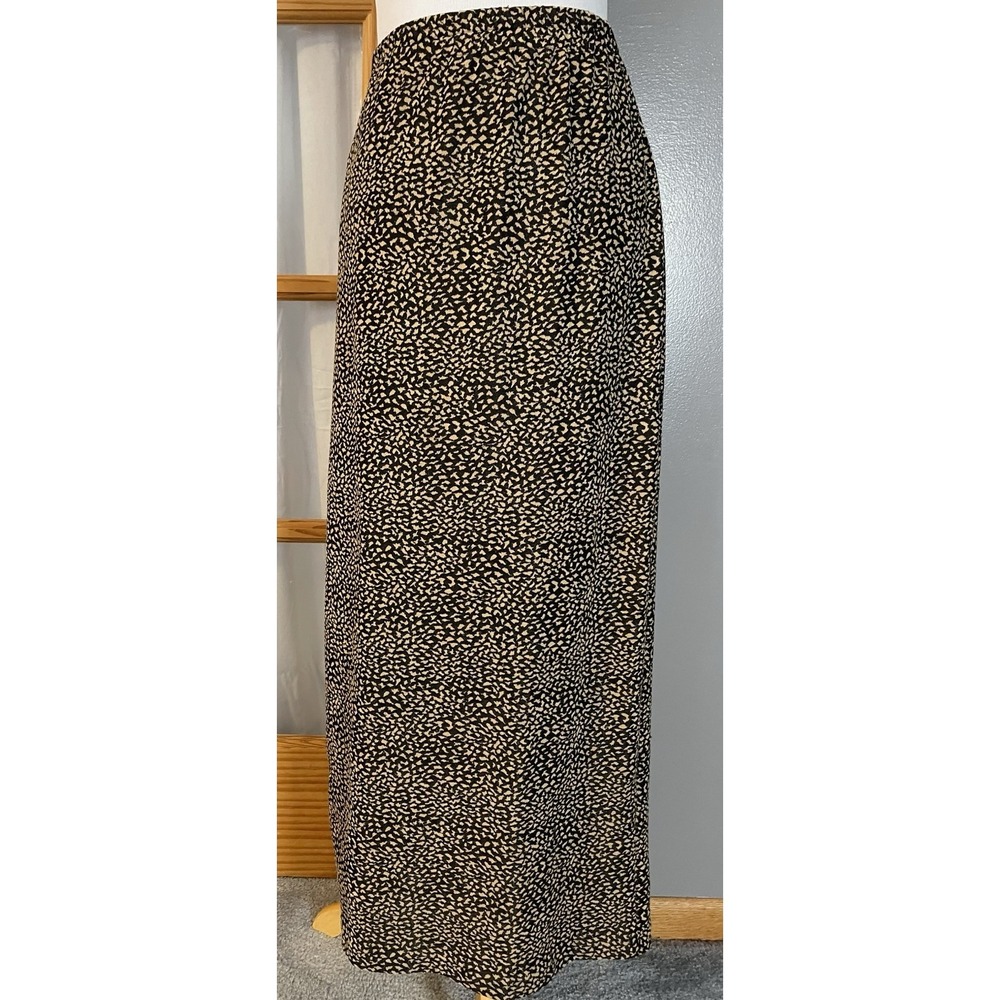 Vtg 80s Design Todays Leopard Print Maxi Skirt 2XL Beige Black Pull On USA Made